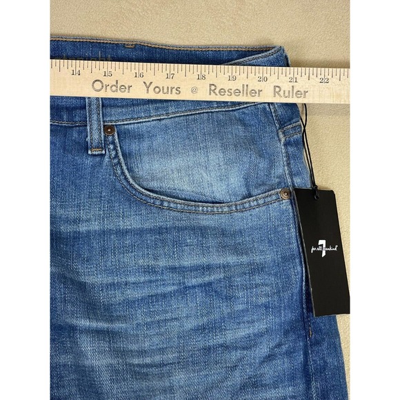 7 For All Mankind Jeans Adult 40 Blue The Straight Denim Mid Rise Mens NWT - Picture 6 of 15
